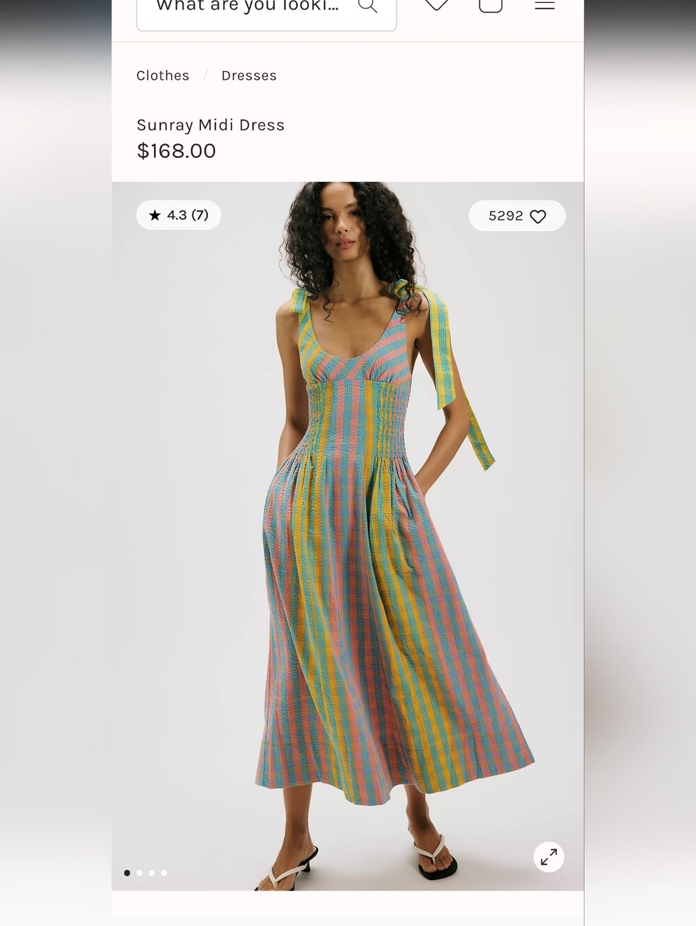 Free People Striped Tie-Shoulder Midi Dress — Pink, Blue, Yellow, Green